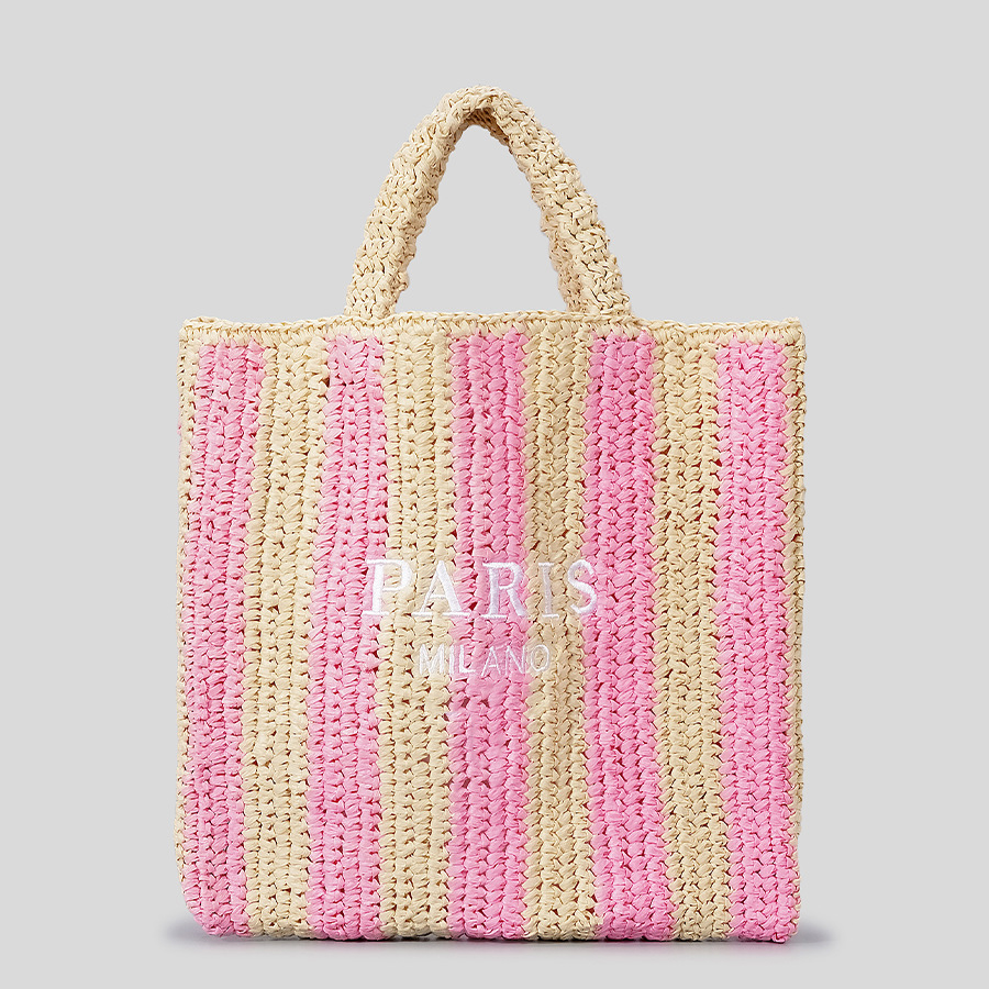 Striped straw bag